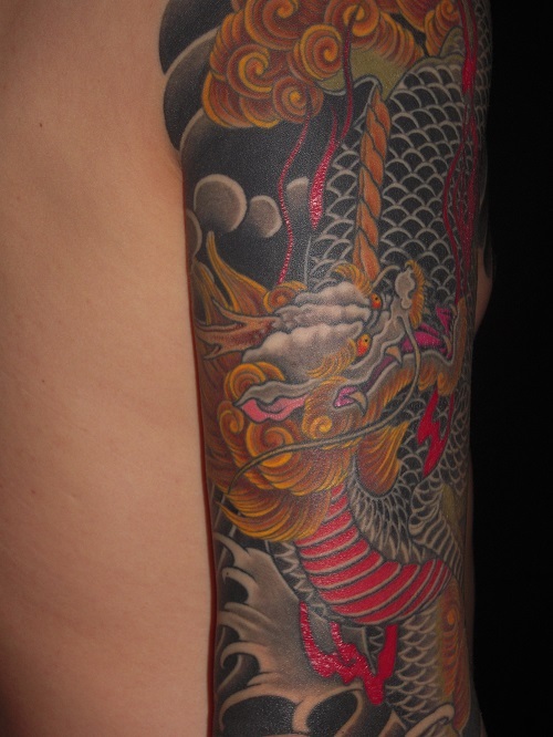 九分・牡丹と麒麟